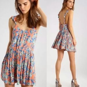 Free People orange floral dress M *like new*